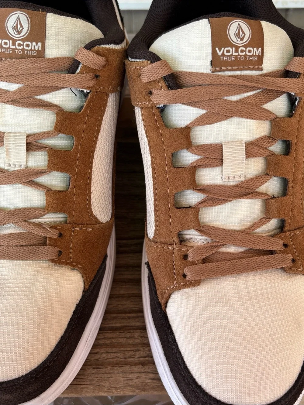 Volcom Men workwear Comp toe Sneakers in Brown and Cream with Dark Brown Accents